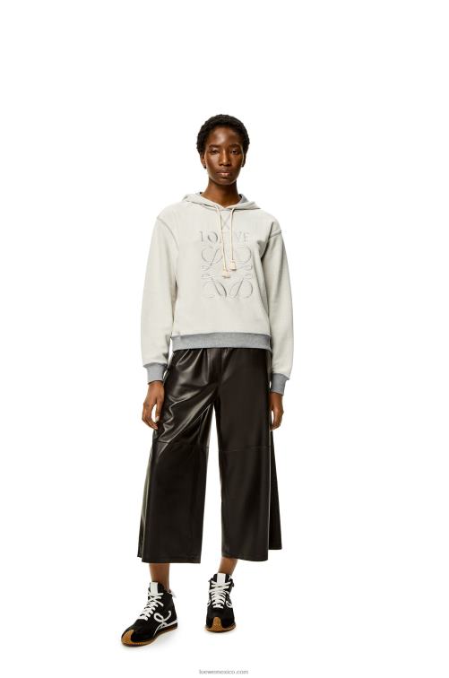 mezcla de grises Sudadera con capucha y corte estándar de algodón con anagrama Loewe R8J8Z824 mujer