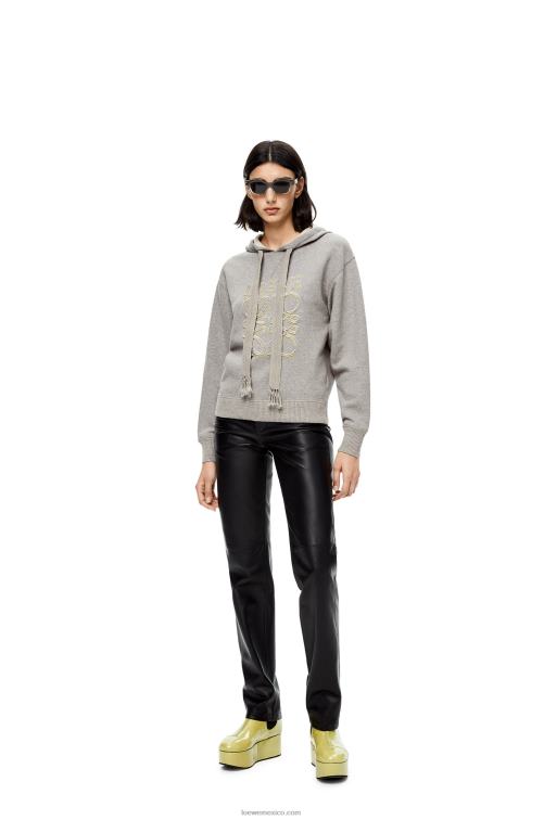 mezcla de grises Sudadera con capucha y corte estándar de algodón con anagrama Loewe R8J8Z826 mujer