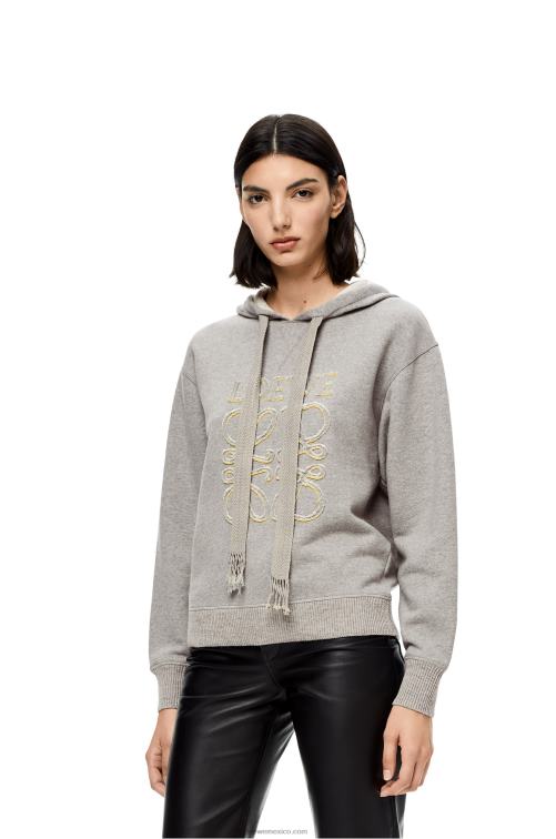 mezcla de grises Sudadera con capucha y corte estándar de algodón con anagrama Loewe R8J8Z826 mujer