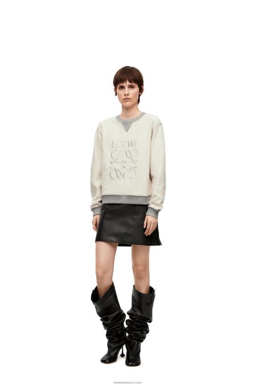 mezcla de grises Sudadera regular fit de algodón con anagrama Loewe R8J8Z825 mujer