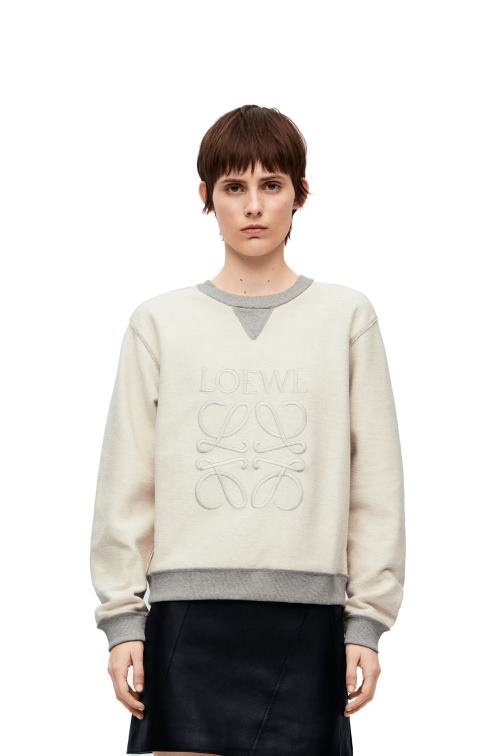 mezcla de grises Sudadera regular fit de algodón con anagrama Loewe R8J8Z825 mujer