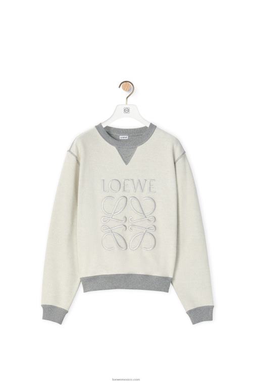 mezcla de grises Sudadera regular fit de algodón con anagrama Loewe R8J8Z825 mujer
