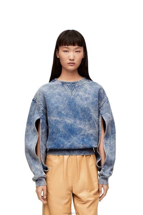 mezclilla lavada sudadera alargada de felpa de algodón Loewe R8J8Z803 mujer