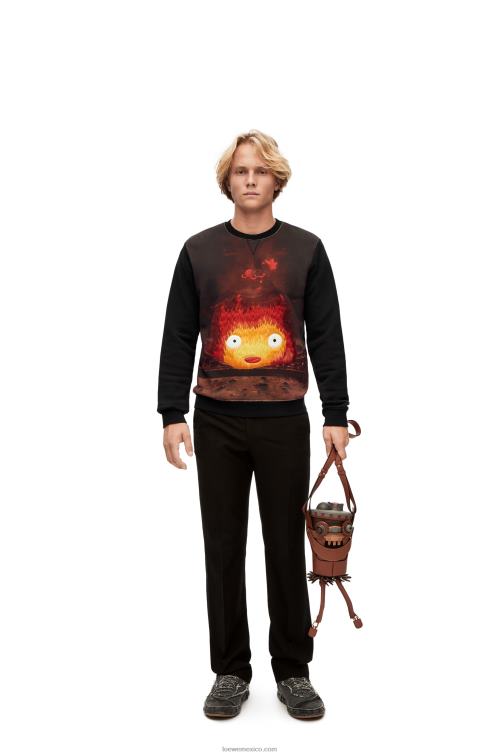 negro/multicolor sudadera calcifer de algodón Loewe R8J8Z843 mujer
