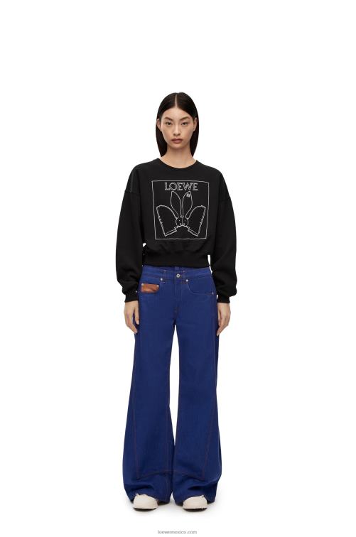 negro sudadera con conejito de algodón Loewe R8J8Z806 mujer