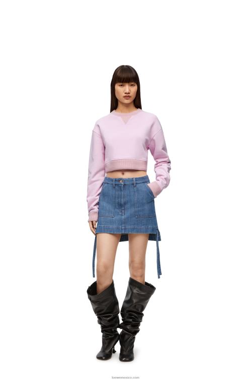 rosa británica sudadera corta de algodón Loewe R8J8Z778 mujer