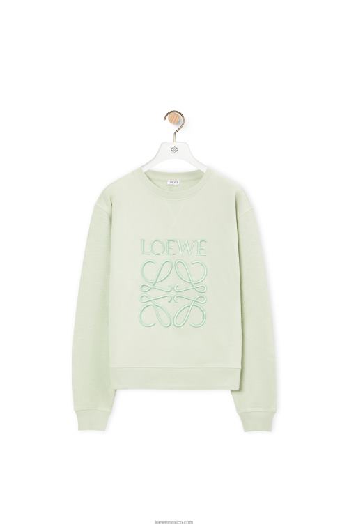 verde claro Sudadera regular fit de algodón con anagrama Loewe R8J8Z813 mujer