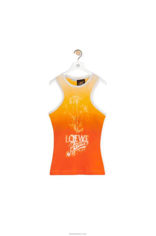 Amarillo naranja camiseta sin mangas hinojo de algodón Loewe R8J8Z788 mujer