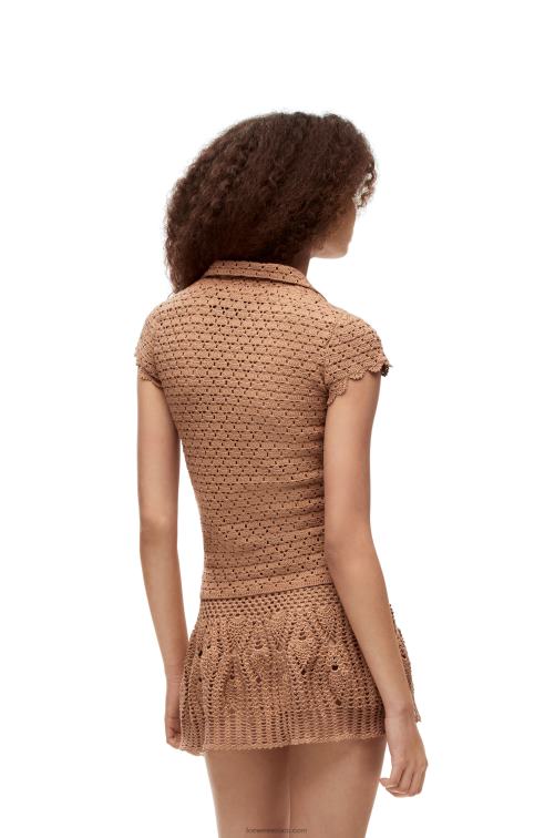 beige polo de ganchillo en algodón Loewe R8J8Z867 mujer
