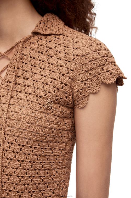beige polo de ganchillo en algodón Loewe R8J8Z867 mujer