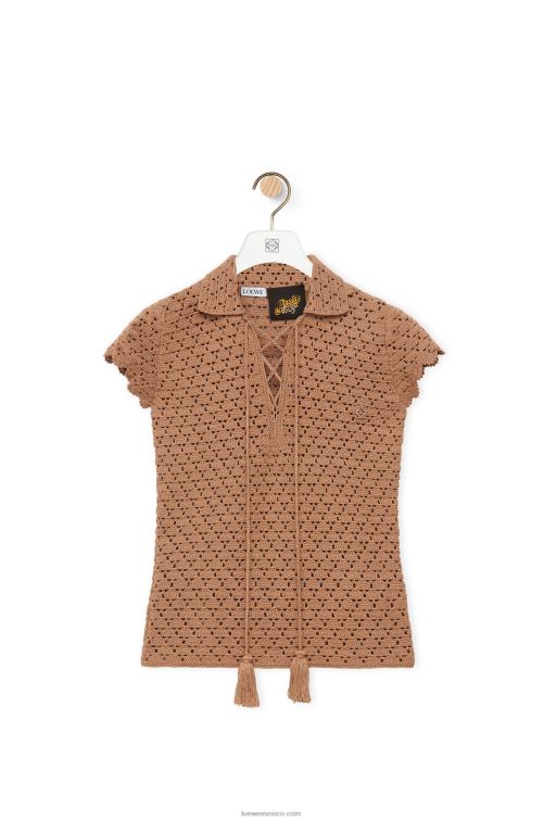beige polo de ganchillo en algodón Loewe R8J8Z867 mujer