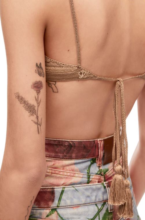 beige sujetador de ganchillo en algodón Loewe R8J8Z868 mujer