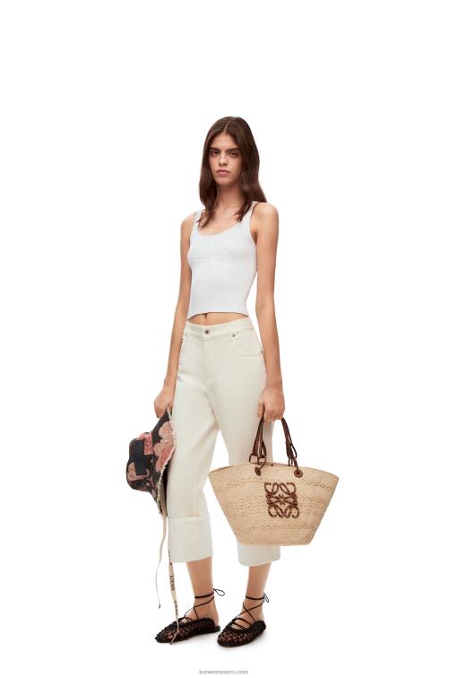 blanco camiseta sin mangas con anagrama de algodón y viscosa Loewe R8J8Z787 mujer