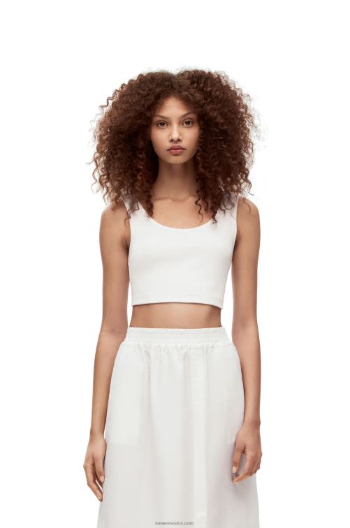 blanco camiseta sin mangas de algodón con adornos Loewe R8J8Z785 mujer