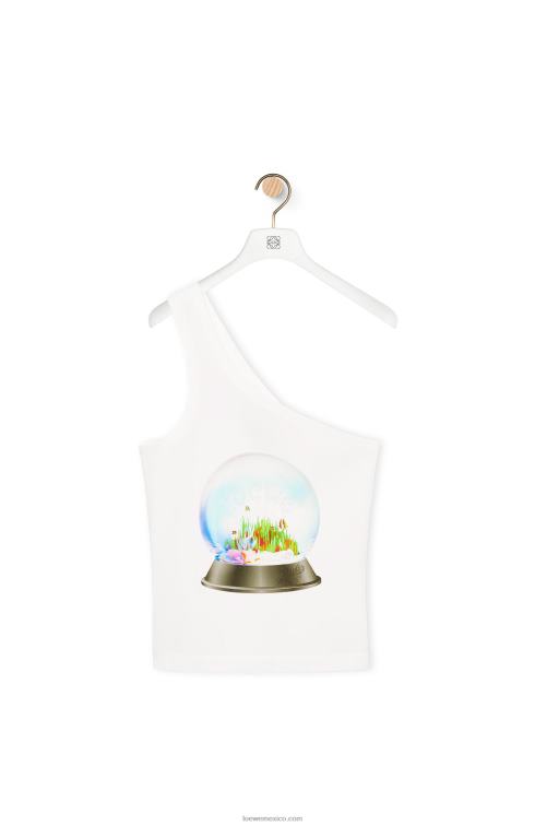 blanco/multicolor top globo de nieve en jersey técnico Loewe R8J8Z871 mujer