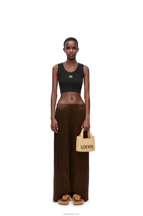 blanco negro camiseta corta sin mangas de algodón con anagrama Loewe R8J8Z906 mujer