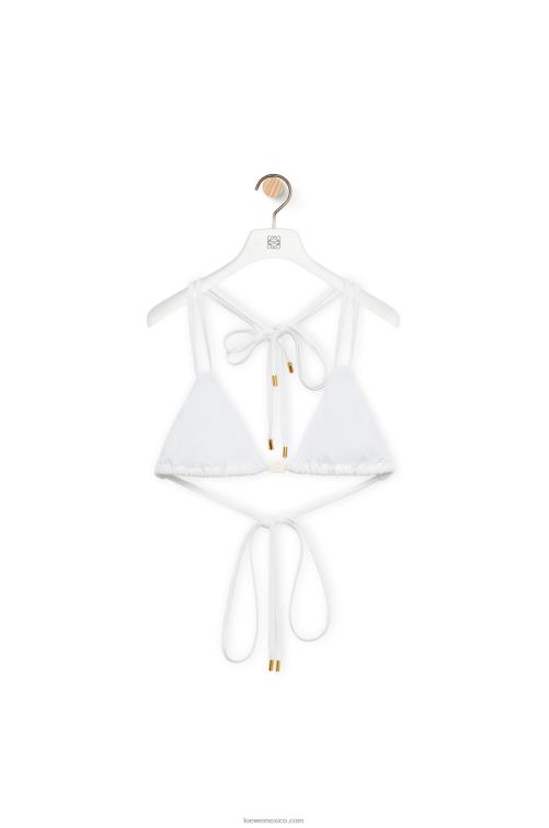 blanco top de bikini con anagrama en punto técnico Loewe R8J8Z949 mujer