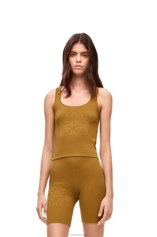 camello camiseta sin mangas con anagrama de algodón y viscosa Loewe R8J8Z786 mujer