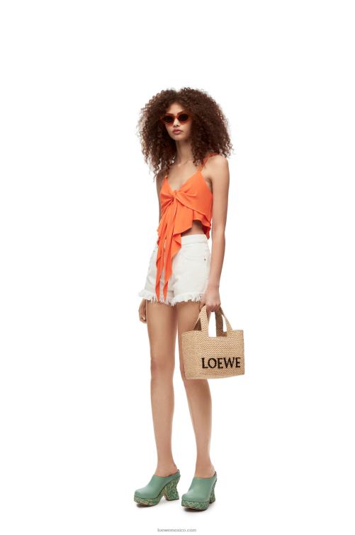 naranja brillante top de doble capa en viscosa Loewe R8J8Z869 mujer