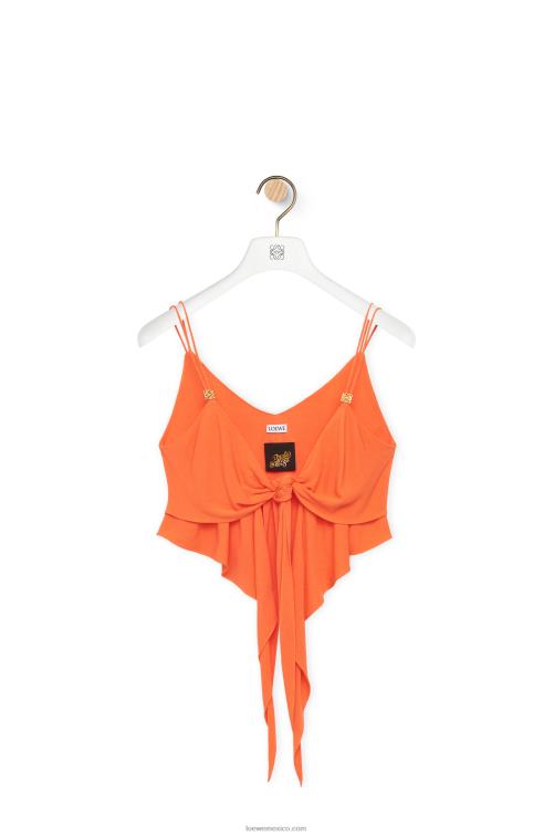naranja brillante top de doble capa en viscosa Loewe R8J8Z869 mujer