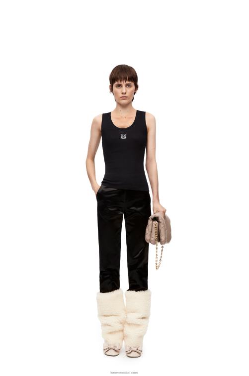 negro camiseta sin mangas de algodón con anagrama Loewe R8J8Z902 mujer