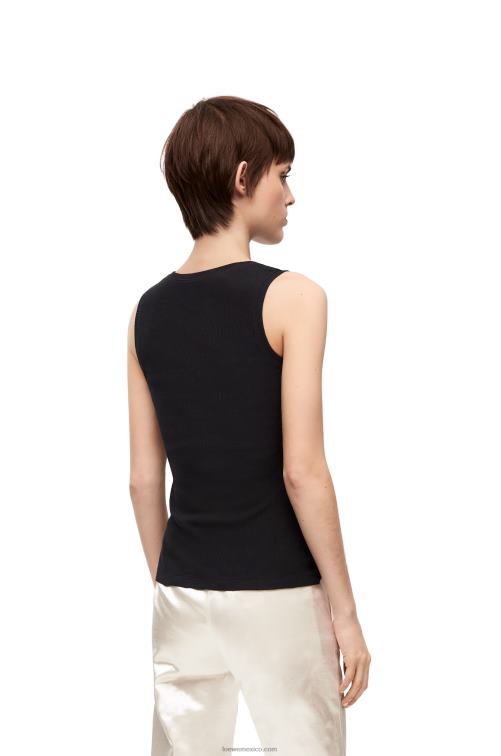 negro camiseta sin mangas de algodón con anagrama Loewe R8J8Z902 mujer
