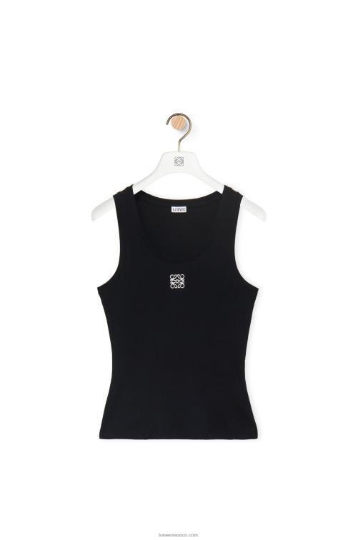negro camiseta sin mangas de algodón con anagrama Loewe R8J8Z902 mujer