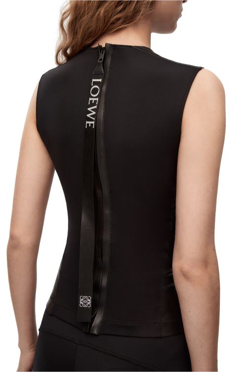 negro camiseta sin mangas stretch de napa Loewe R8J8Z919 mujer
