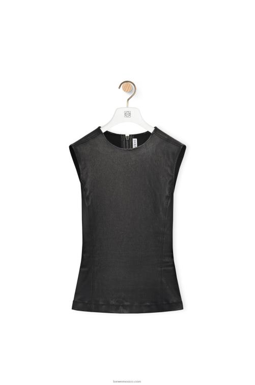 negro camiseta sin mangas stretch de napa Loewe R8J8Z919 mujer