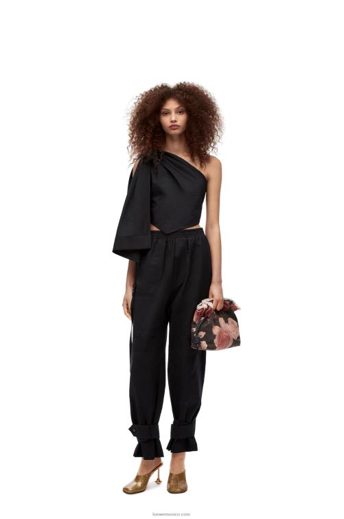 negro top asimétrico de algodón Loewe R8J8Z873 mujer