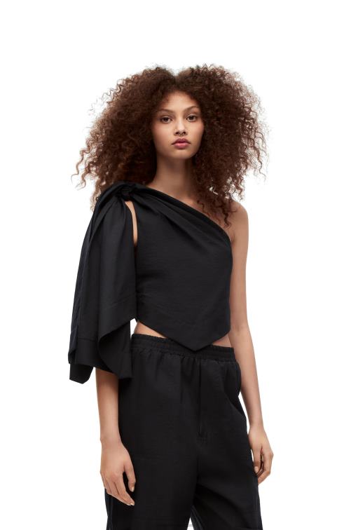 negro top asimétrico de algodón Loewe R8J8Z873 mujer