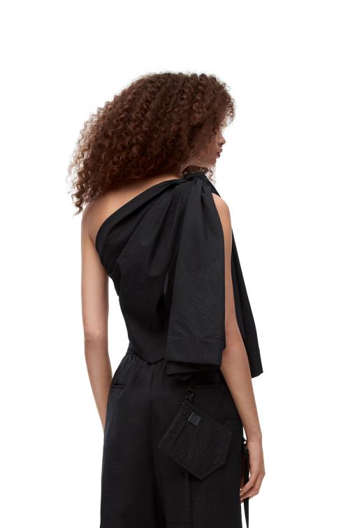 negro top asimétrico de algodón Loewe R8J8Z873 mujer