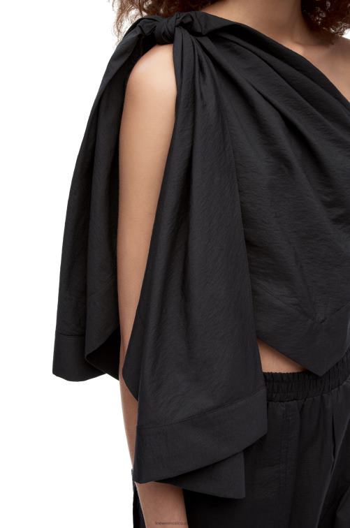 negro top asimétrico de algodón Loewe R8J8Z873 mujer