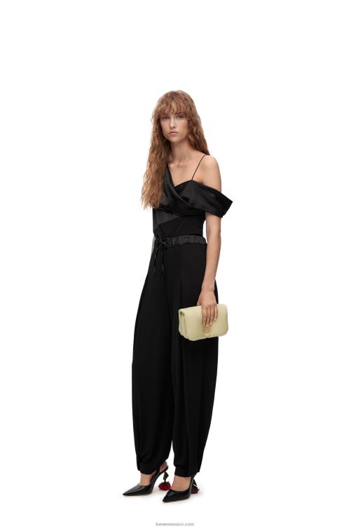negro top asimétrico de raso y crepe Loewe R8J8Z914 mujer