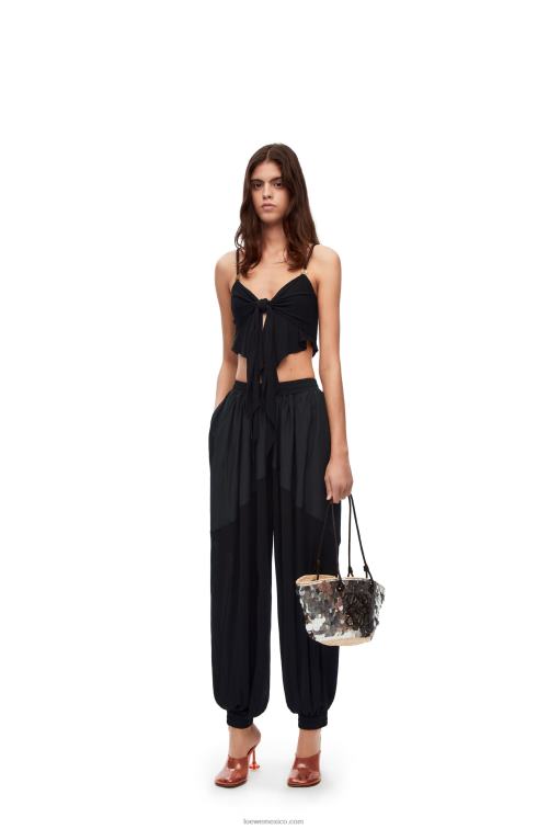 negro top de doble capa en viscosa Loewe R8J8Z872 mujer