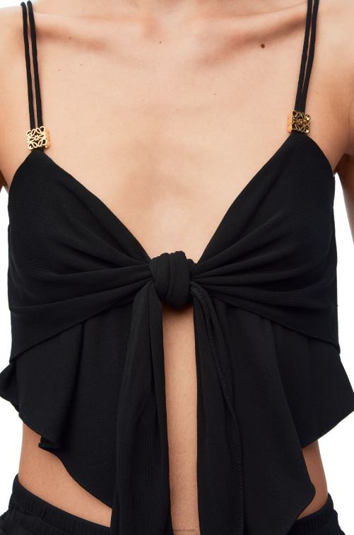 negro top de doble capa en viscosa Loewe R8J8Z872 mujer