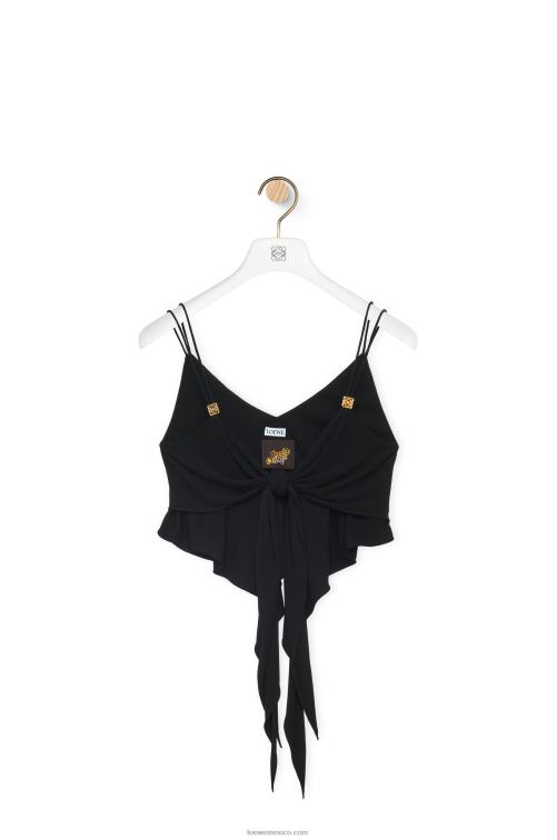 negro top de doble capa en viscosa Loewe R8J8Z872 mujer