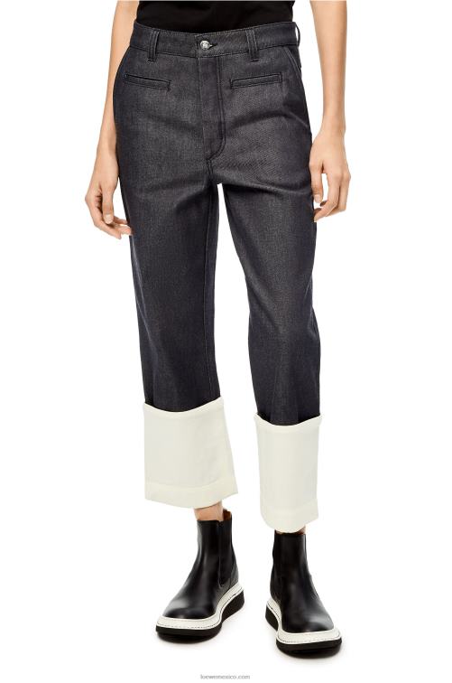 Azul marino jeans de pescador en mezclilla Loewe R8J8Z1196 mujer