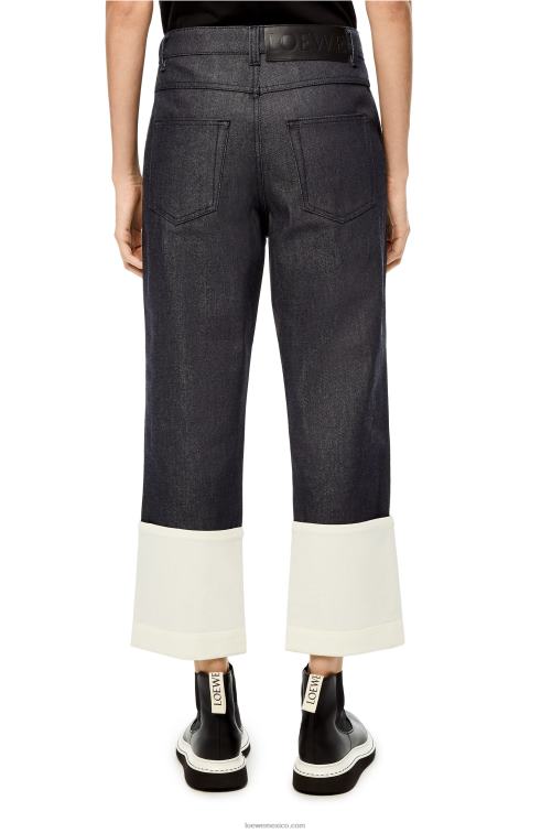 Azul marino jeans de pescador en mezclilla Loewe R8J8Z1196 mujer