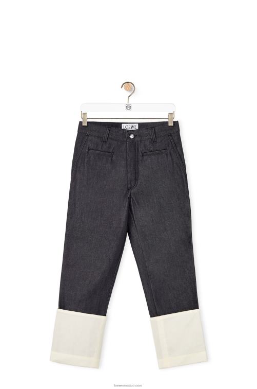 Azul marino jeans de pescador en mezclilla Loewe R8J8Z1196 mujer