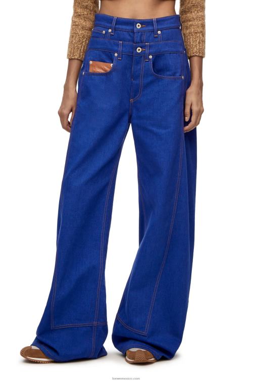 azul brillante jeans con trampantojo en denim Loewe R8J8Z1181 mujer
