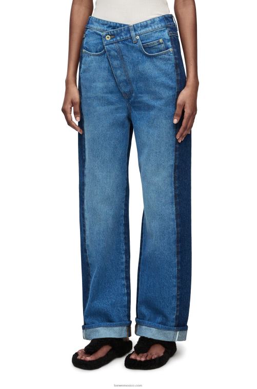 azul mezclilla jeans deconstruidos en denim Loewe R8J8Z1159 mujer