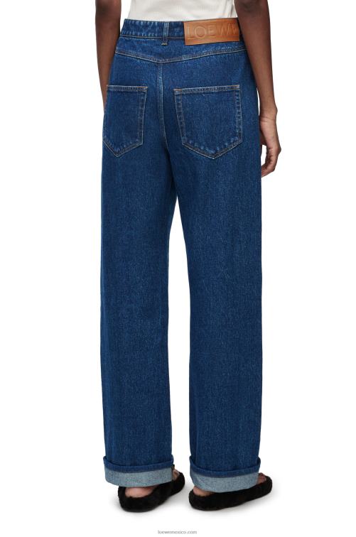 azul mezclilla jeans deconstruidos en denim Loewe R8J8Z1159 mujer