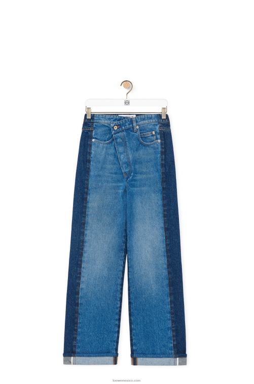 azul mezclilla jeans deconstruidos en denim Loewe R8J8Z1159 mujer