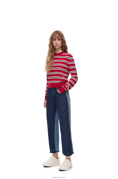 azul vaquero/azul vaquero claro jeans capri de mezclilla Loewe R8J8Z1199 mujer