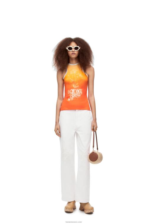 blanco Vaqueros anchos con anagrama en denim Loewe R8J8Z1172 mujer