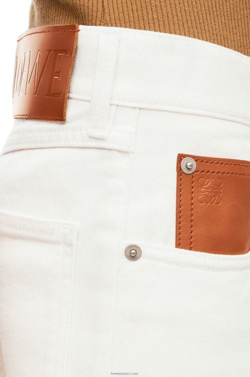blanco jeans subidos de pescador en denim Loewe R8J8Z1173 mujer
