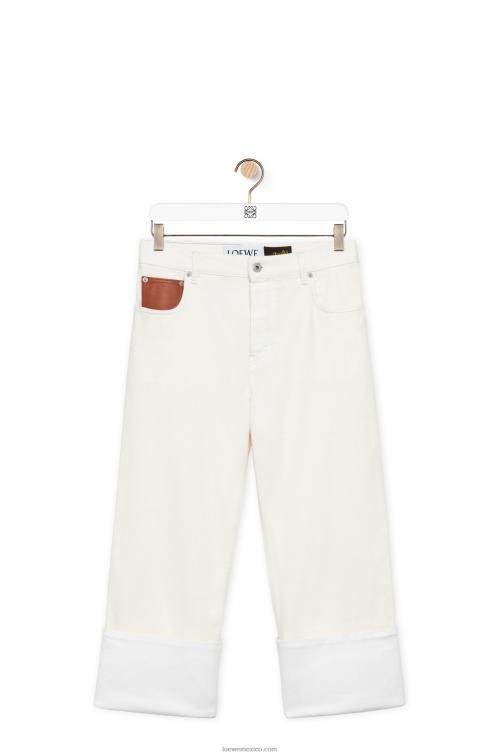 blanco jeans subidos de pescador en denim Loewe R8J8Z1173 mujer