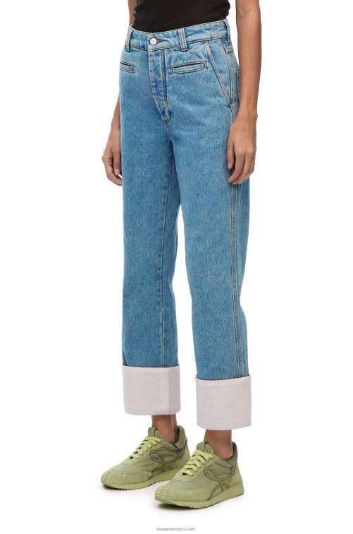 mezclilla azul jeans de pescador en mezclilla Loewe R8J8Z1195 mujer