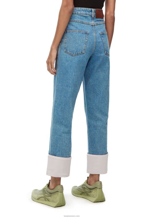 mezclilla azul jeans de pescador en mezclilla Loewe R8J8Z1195 mujer